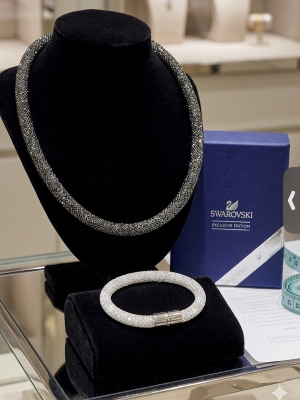 Swarovski Silver Crystal Mesh Necklace and Bracelet Set